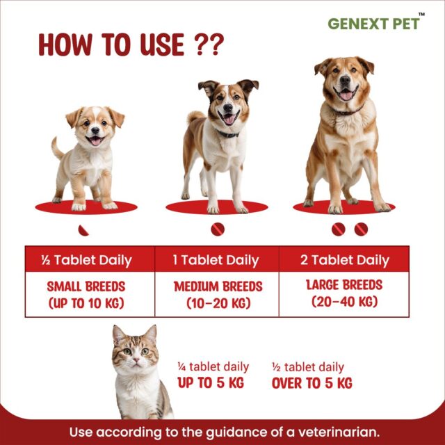 Glumaxx dosage guide for small, medium, large dogs and cats