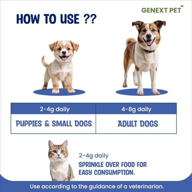 Neocleotide dosage instructions for puppies, adult dogs, and cats