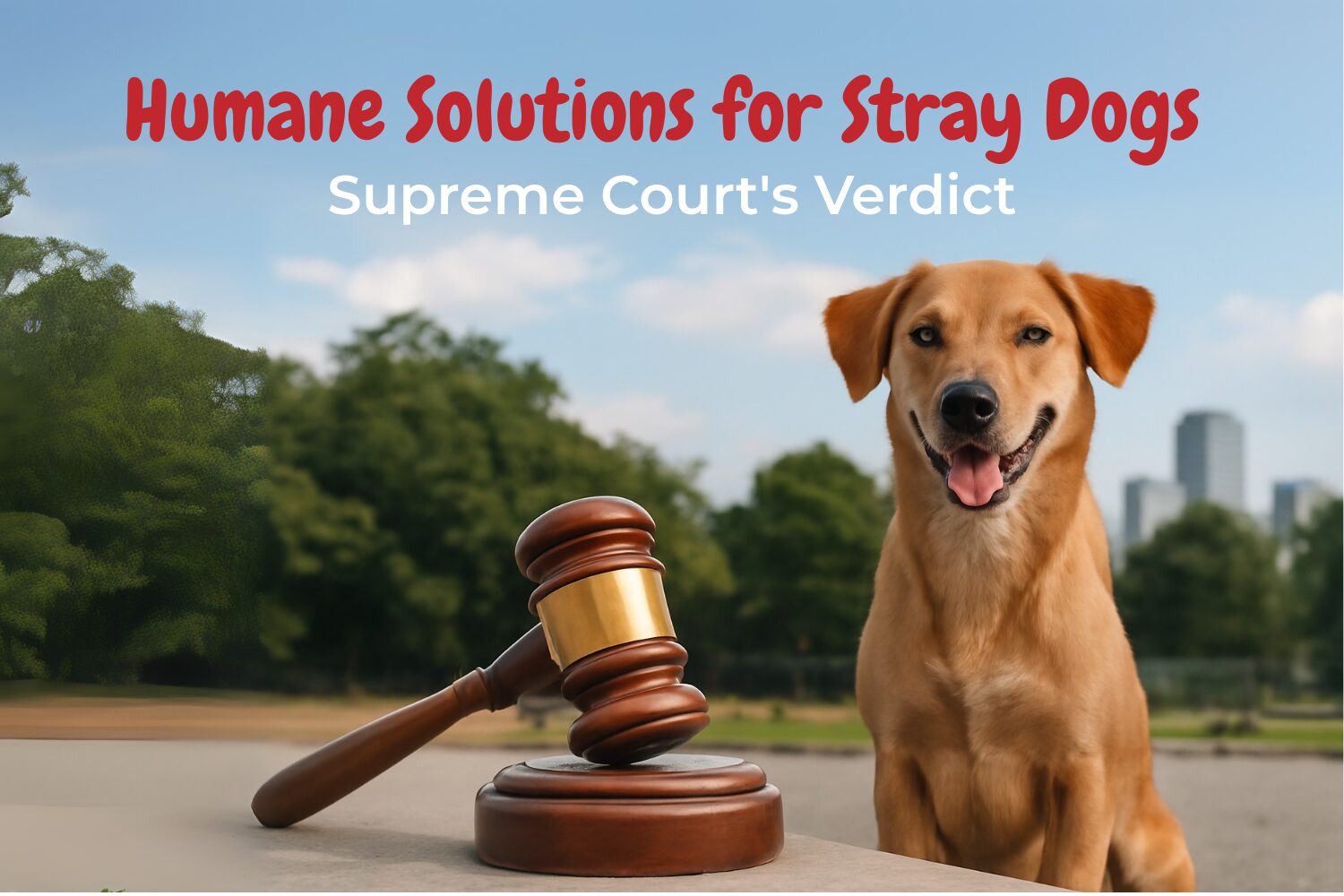 Soft cityscape with pet-friendly streets and safe zones to subtly convey the humane solutions the blog discusses.